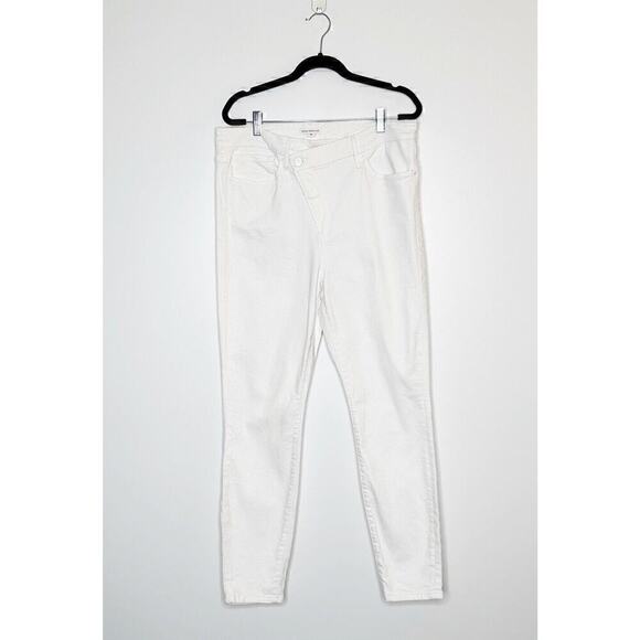 NWT Good American Good Legs Cross Over Waist Skinny Jeans Women's White Size 15 - Picture 3 of 9